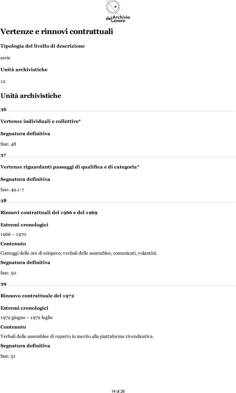 1-7 38 Rinnovi contrattuali del 1966 e del 1969 1966 1970 Conteggi delle ore di sciopero; verbali delle assemblee,