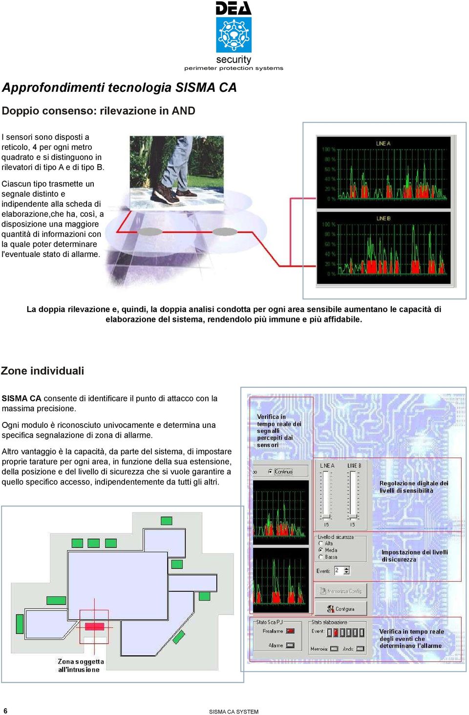 stato di allarme. La doppia rilevazione e, quindi, la doppia analisi condotta per ogni area sensibile aumentano le capacità di elaborazione del sistema, rendendolo più immune e più affidabile.