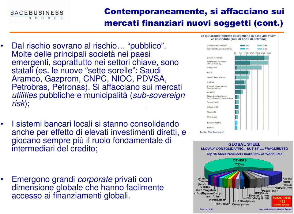 le nuove sette sorelle : Saudi Aramco, Gazprom, CNPC, NIOC, PDVSA, Petrobras, Petronas).