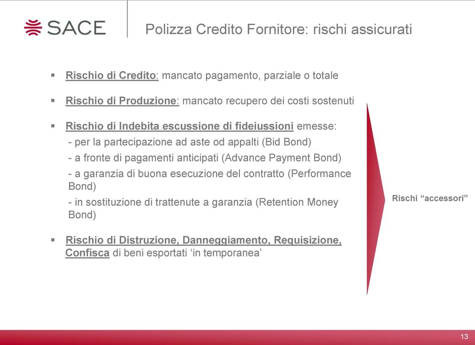 pagamenti anticipati (Advance Payment Bond) - a garanzia di buona esecuzione del contratto (Performance Bond) - in sostituzione di trattenute a
