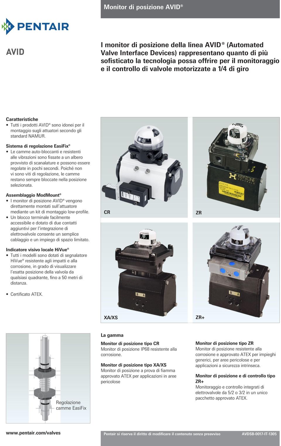 Sistema di regolazione EasiFix Le camme auto-bloccanti e resistenti alle vibrazioni sono fissate a un albero provvisto di scanalature e possono essere regolate in pochi secondi.