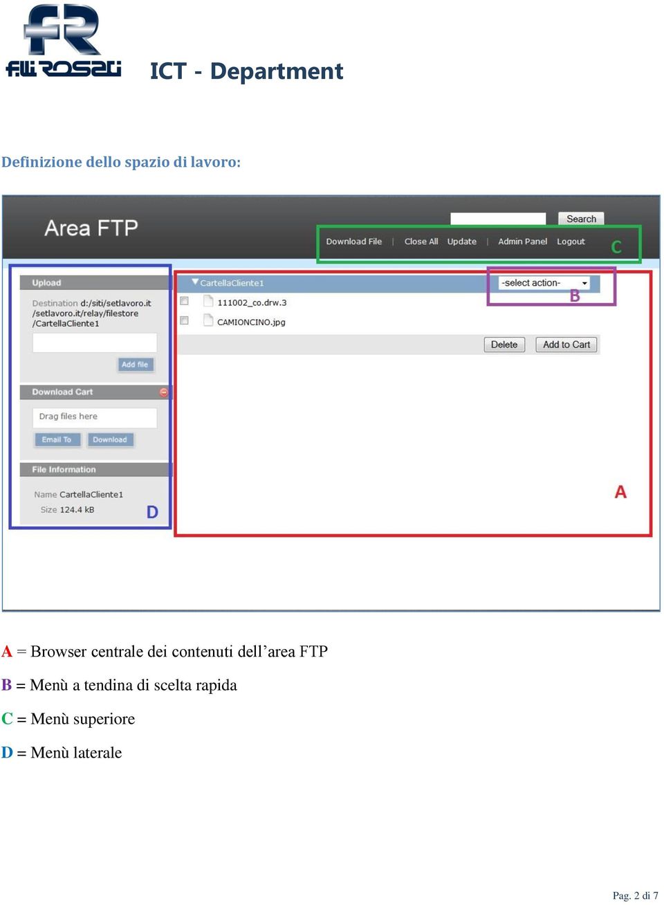 FTP B = Menù a tendina di scelta rapida C