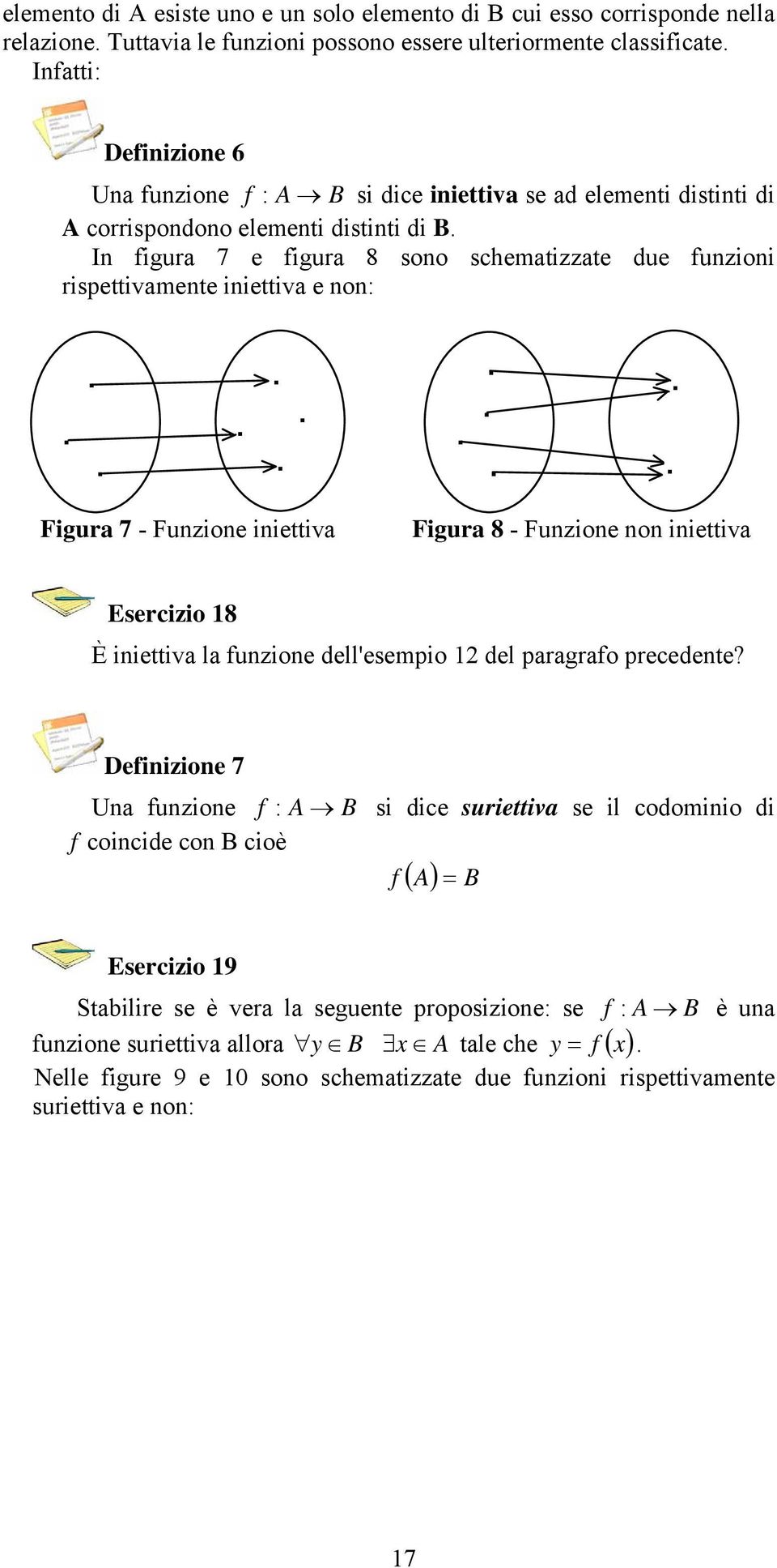 Figura 8 - Funzione non iniettiva Esercizio 18 È iniettiva la funzione dell'esempio 12 del paragrafo precedente?