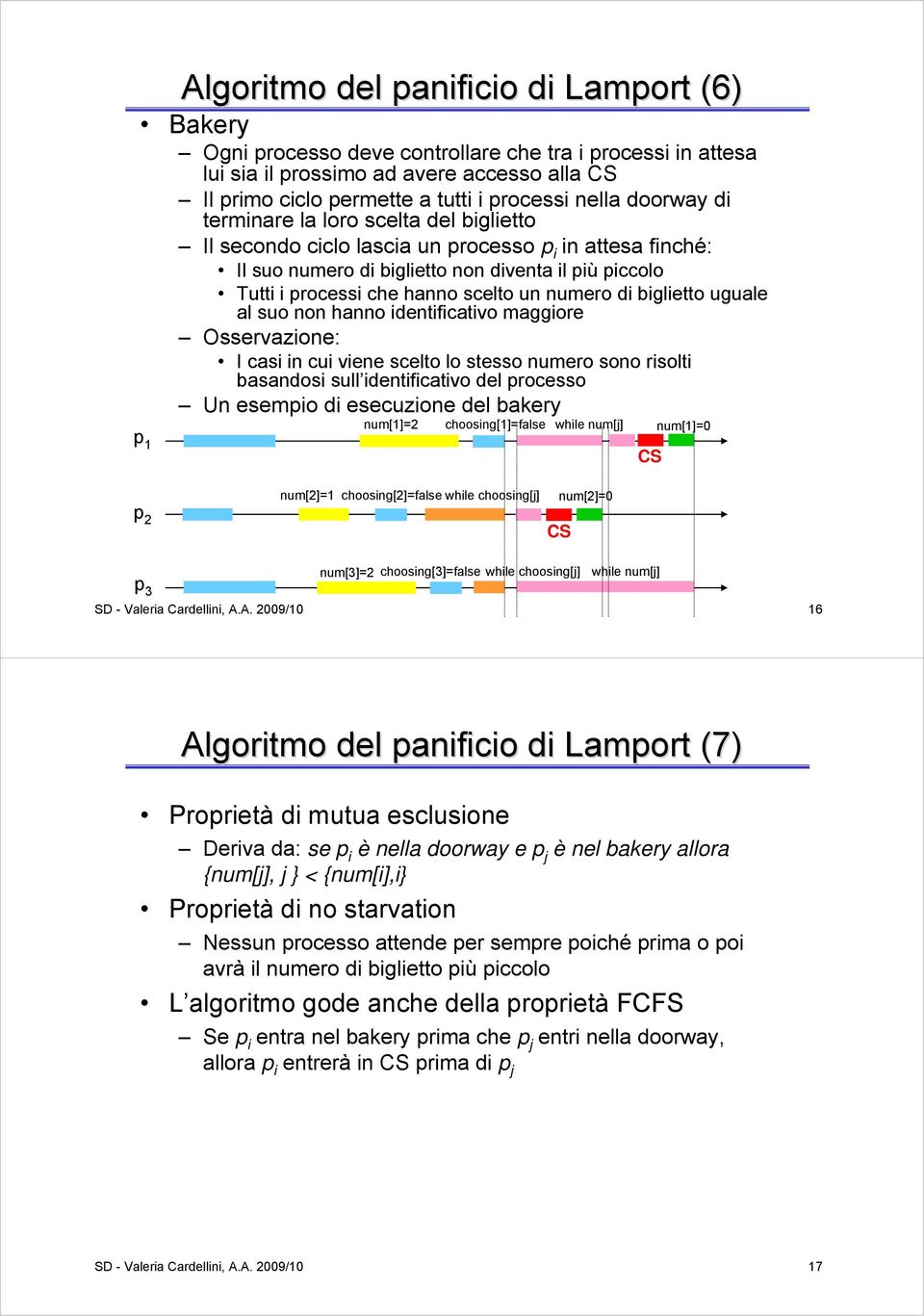 numero di biglietto uguale al suo non hanno identificativo maggiore Osservazione: I casi in cui viene scelto lo stesso numero sono risolti basandosi sull identificativo del processo p Un esempio di