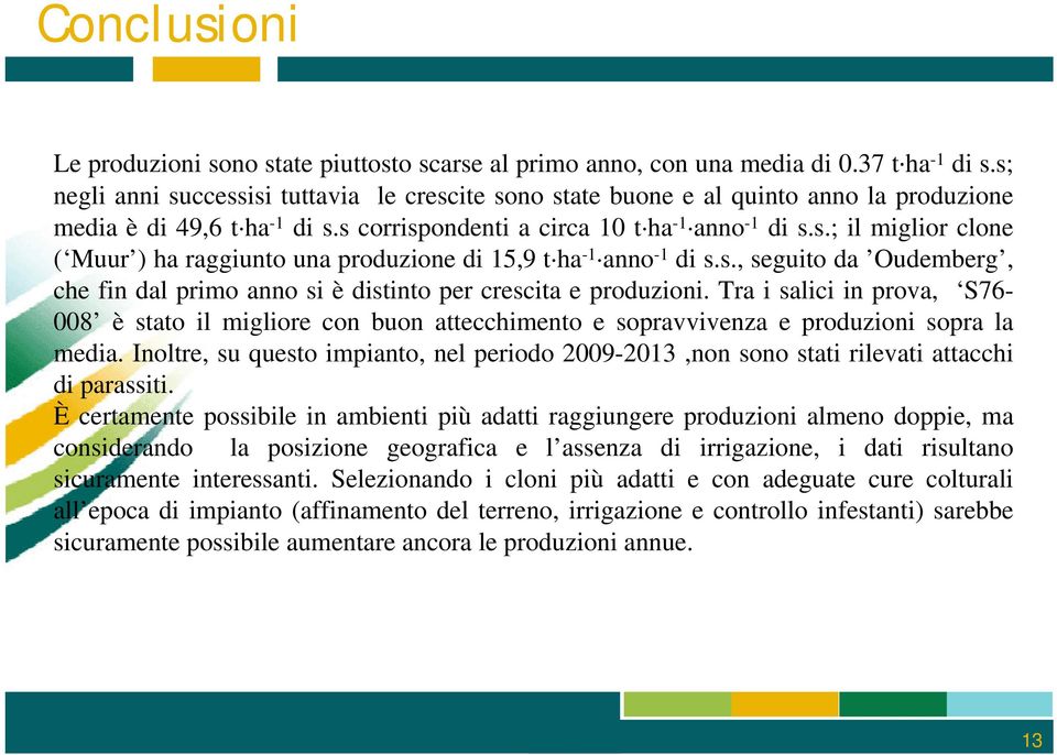 s., seguito da Oudemberg, che fin dal primo anno si è distinto per crescita e produzioni.