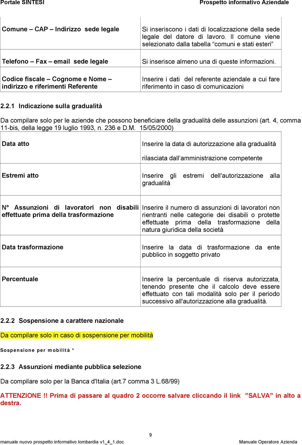 Inserire i dati del referente aziendale a cui fare riferimento in caso di comunicazioni 2.