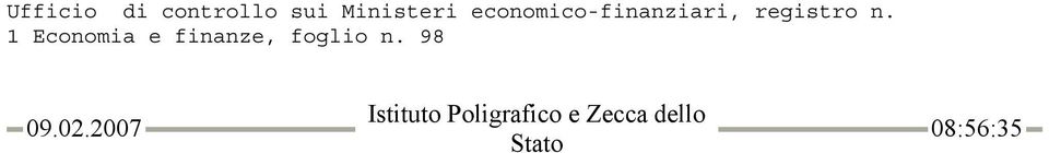 1 Economia e finanze, foglio n. 98 09.02.