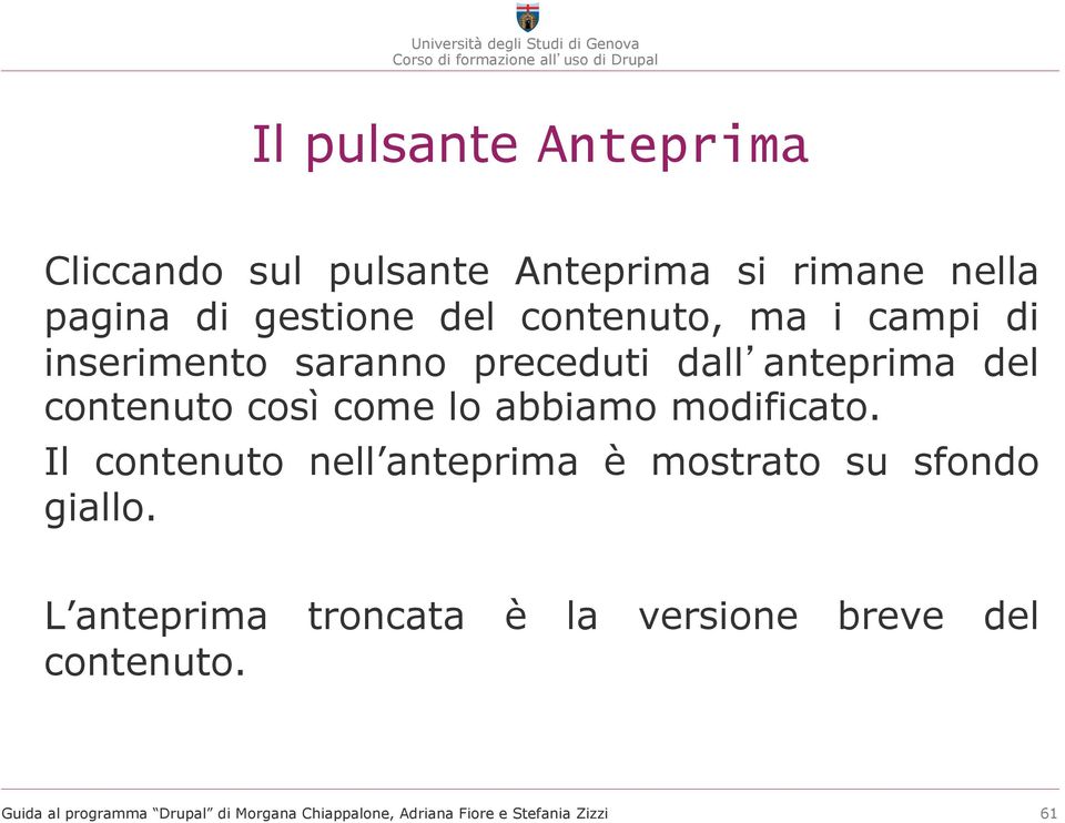 anteprima del contenuto così come lo abbiamo modificato.