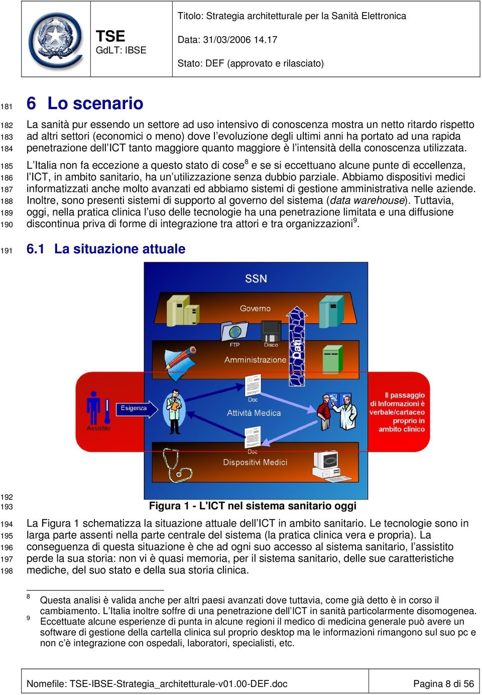 L Italia non fa eccezione a questo stato di cose 8 e se si eccettuano alcune punte di eccellenza, l ICT, in ambito sanitario, ha un utilizzazione senza dubbio parziale.