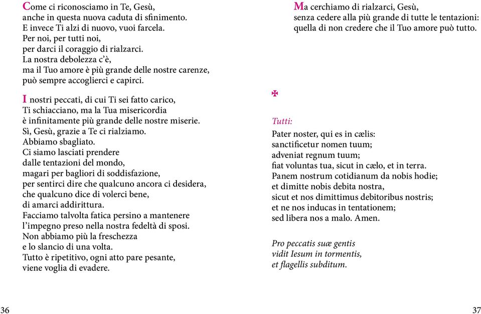I nostri peccati, di cui Ti sei fatto carico, Ti schiacciano, ma la Tua misericordia è infinitamente più grande delle nostre miserie. Sì, Gesù, grazie a Te ci rialziamo. Abbiamo sbagliato.