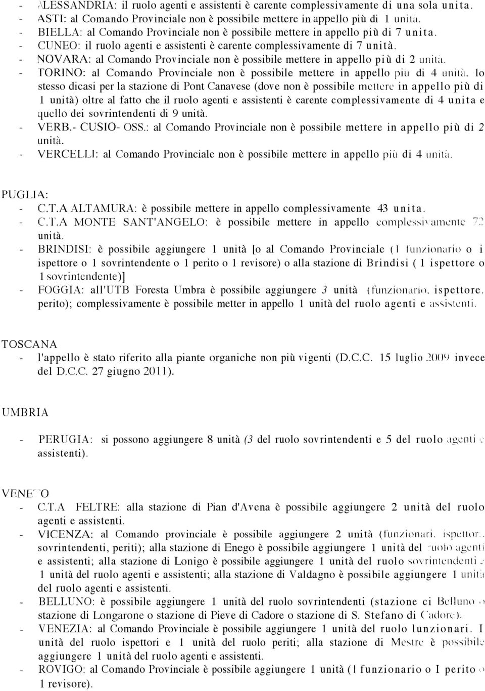 NOVARA: al Comando Provinciale non è possibile mettere in appello più di 2 unita.