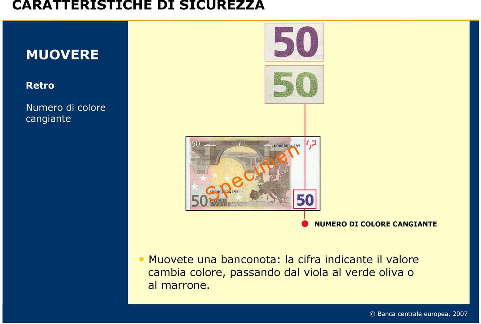 una banconota: la cifra indicante il valore cambia