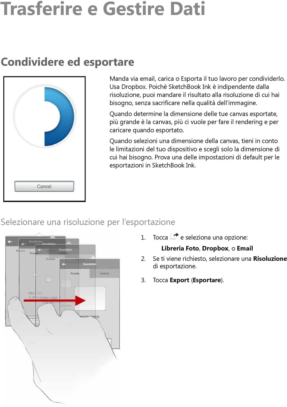 Quando determine la dimensione delle tue canvas esportate, più grande è la canvas, più ci vuole per fare il rendering e per caricare quando esportato.