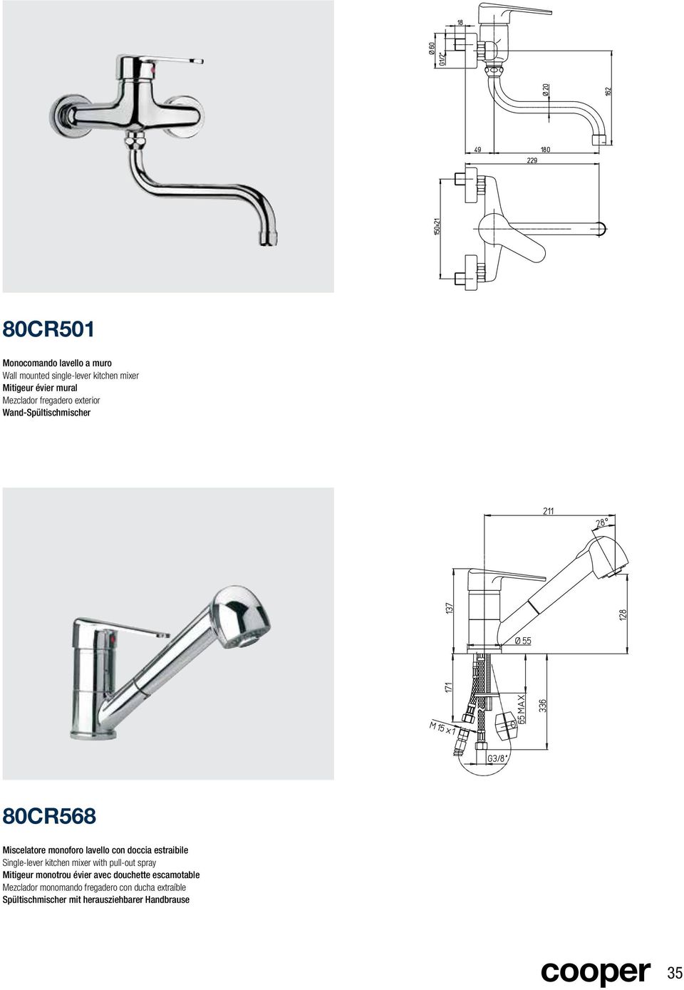 estraibile Single-lever kitchen mixer with pull-out spray Mitigeur monotrou évier avec douchette