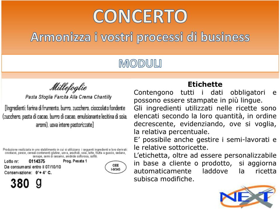 evidenziando, ove si voglia, la relativa percentuale.