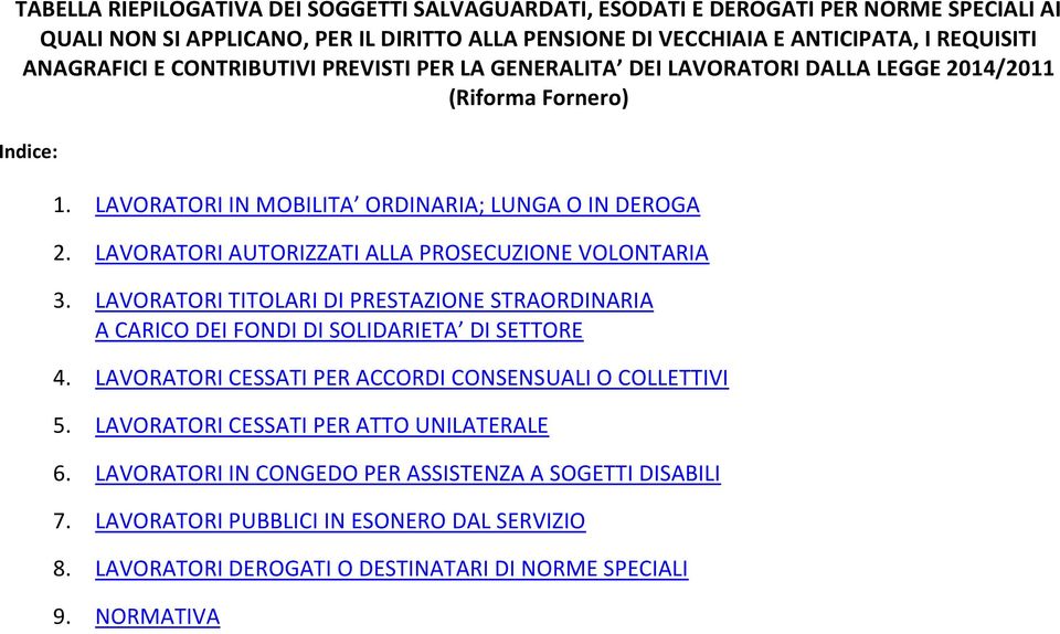 LAVORATORI AUTORIZZATI ALLA PROSECUZIONE VOLONTARIA 3. LAVORATORI TITOLARI DI PRESTAZIONE STRAORDINARIA A CARICO DEI FONDI DI SOLIDARIETA DI SETTORE 4.