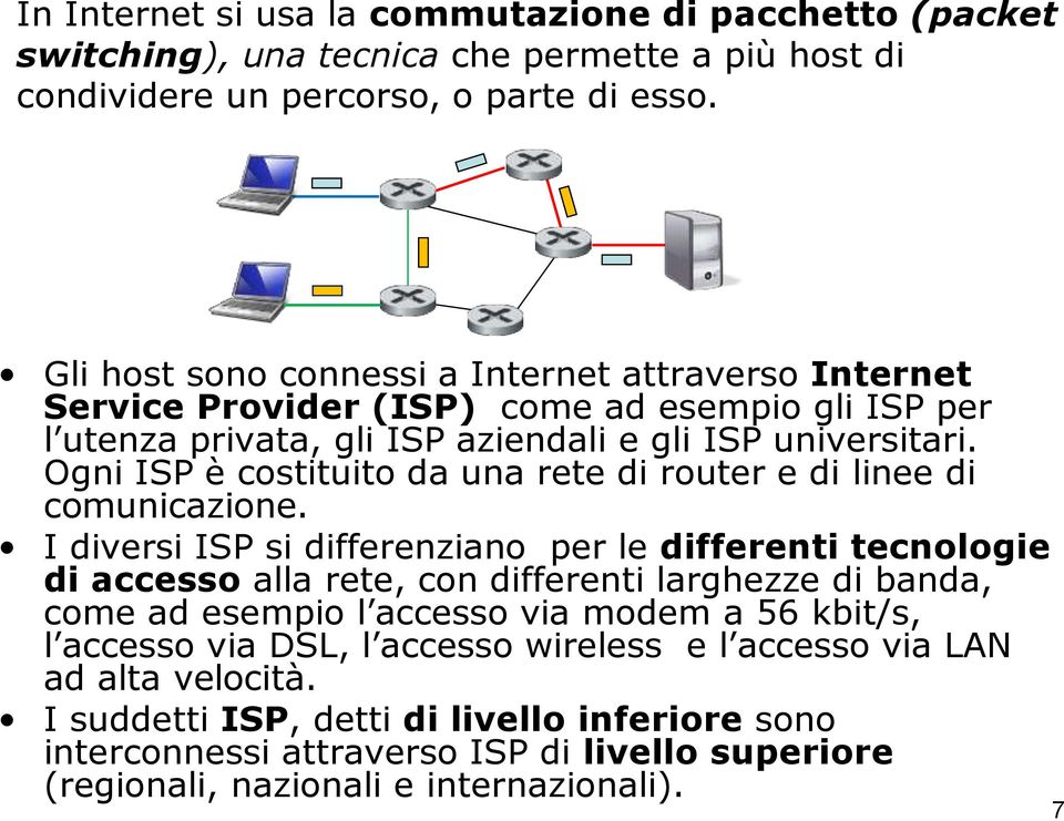 Ogni ISP è costituito da una rete di router e di linee di comunicazione.
