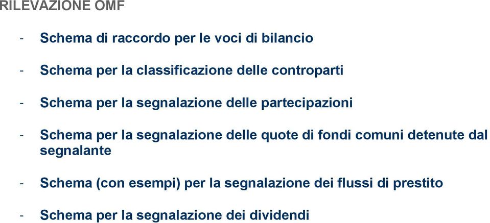 Schema per la segnalazione delle quote di fondi comuni detenute dal segnalante - Schema