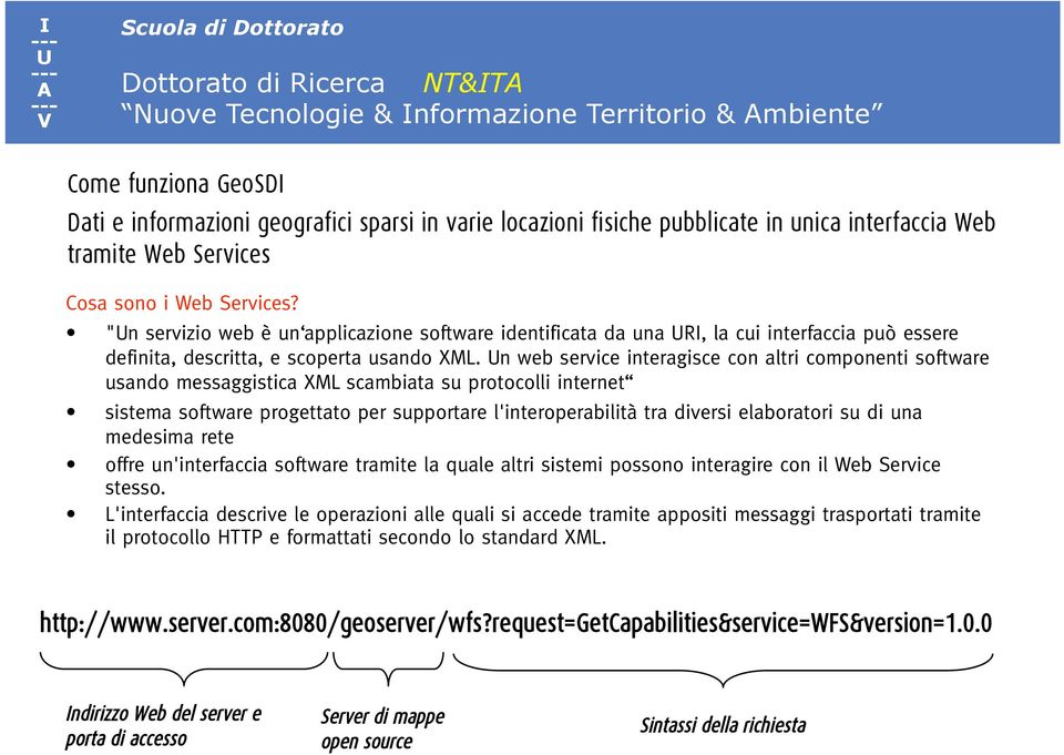 n web service interagisce con altri componenti software usando messaggistica XML scambiata su protocolli internet sistema software progettato per supportare l'interoperabilità tra diversi elaboratori