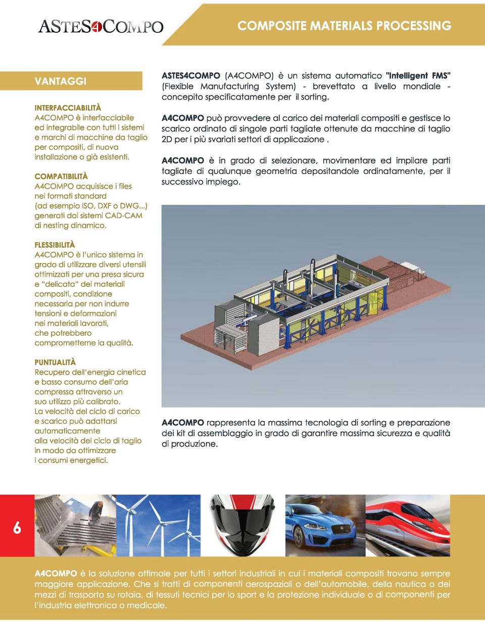 ASTES4COMPO (A4COMPO) è un sistema automatico "lntelligent FMS" (Flexible Manufacturing System) - brevettato a livello mondiale - concepito specificatamente per il sorting.