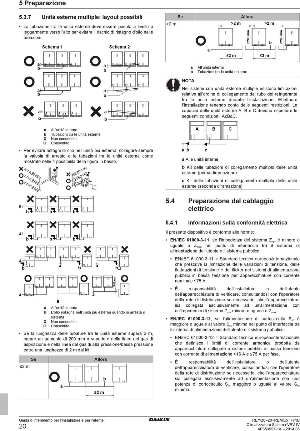 7 2 m All unità intrn Tuzioni tr l unità strn Ni sistmi on unità strn multipl sistono limitzioni rltiv ll orin i ollgmnto l tuo l rfrigrnt tr l unità strn urnt l instllzion.