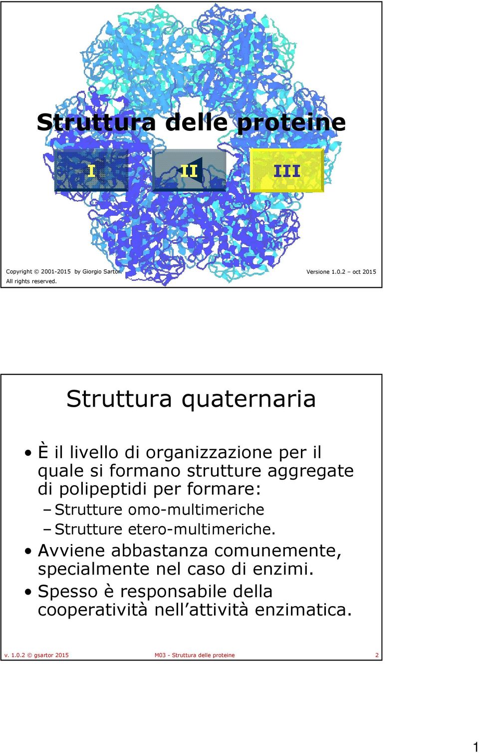 organizzazione per il quale si formano strutture aggregate di polipeptidi per formare: Strutture omo-multimeriche