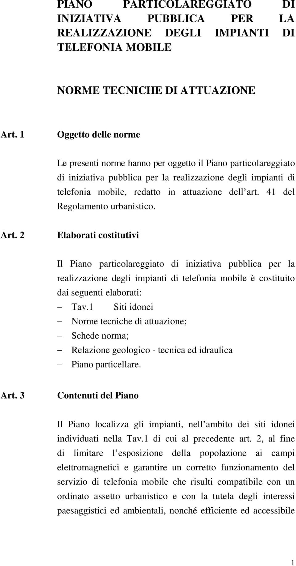 41 del Regolamento urbanistico. Art.