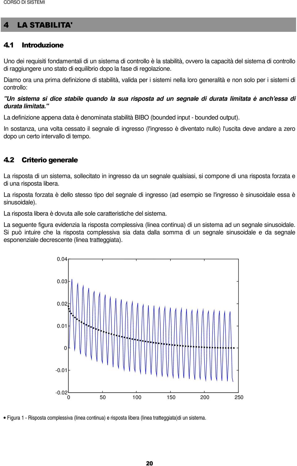 anch'ea di durata limitata." La definizione appena data è denominata tabilità BIBO bounded input bounded output.