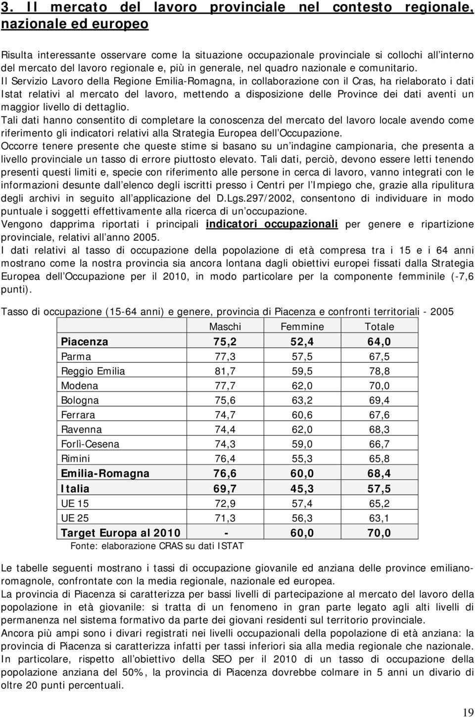 Il Servizio Lavoro della Regione Emilia-Romagna, in collaborazione con il Cras, ha rielaborato i dati Istat relativi al mercato del lavoro, mettendo a disposizione delle Province dei dati aventi un