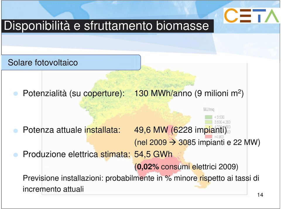 MW) Produzione elettrica stimata: 54,5 GWh (0,02% consumi elettrici 2009)