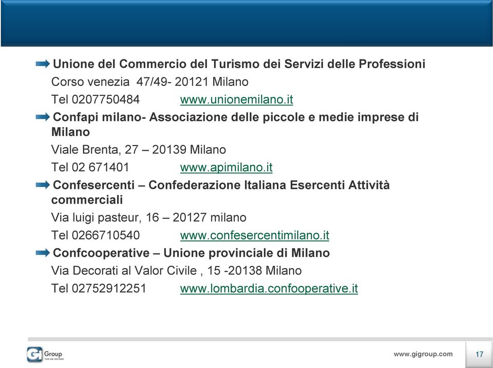 it Confesercenti Confederazione Italiana Esercenti Attività commerciali Via luigi pasteur, 16 20127 milano Tel 0266710540 www.