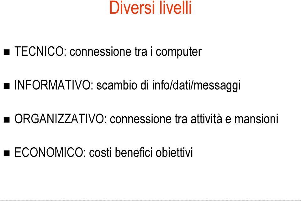 info/dati/messaggi ORGANIZZATIVO: connessione