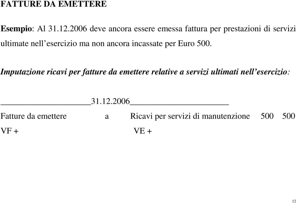 esercizio ma non ancora incassate per Euro 500.