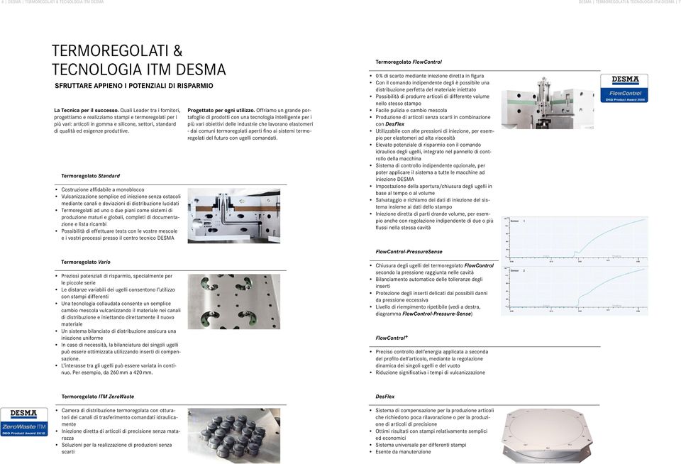 Termoregolato Standard Costruzione affidabile a monoblocco Vulcanizzazione semplice ed iniezione senza ostacoli mediante canali e deviazioni di distribuzione lucidati Termoregolati ad uno o due piani