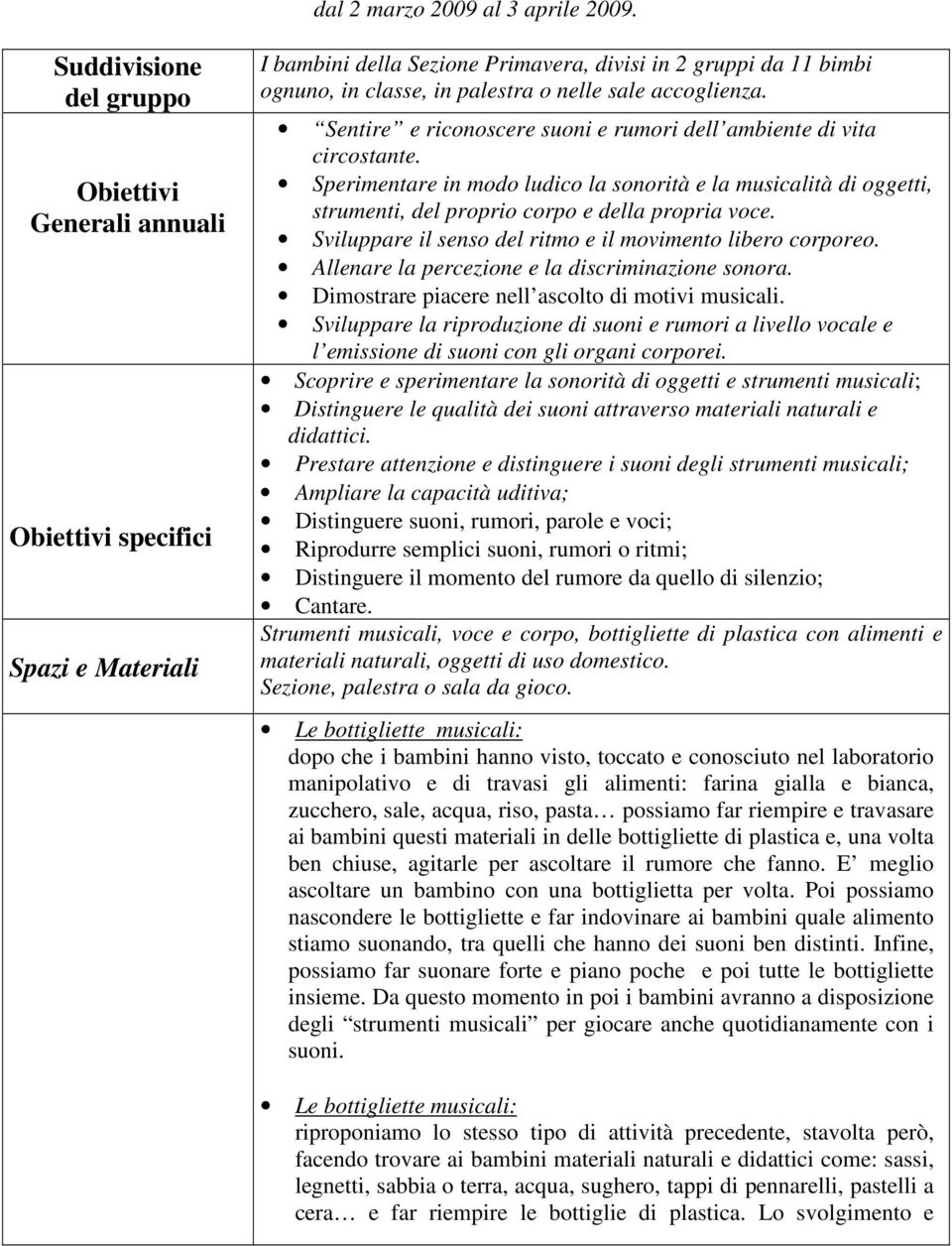 accoglienza. Sentire e riconoscere suoni e rumori dell ambiente di vita circostante.