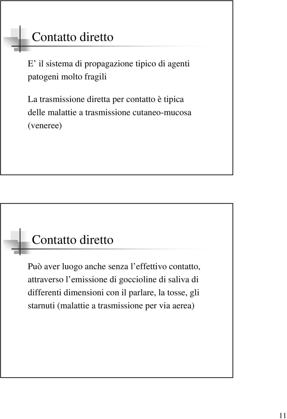 Può aver luogo anche senza l effettivo contatto, attraverso l emissione di goccioline di saliva di