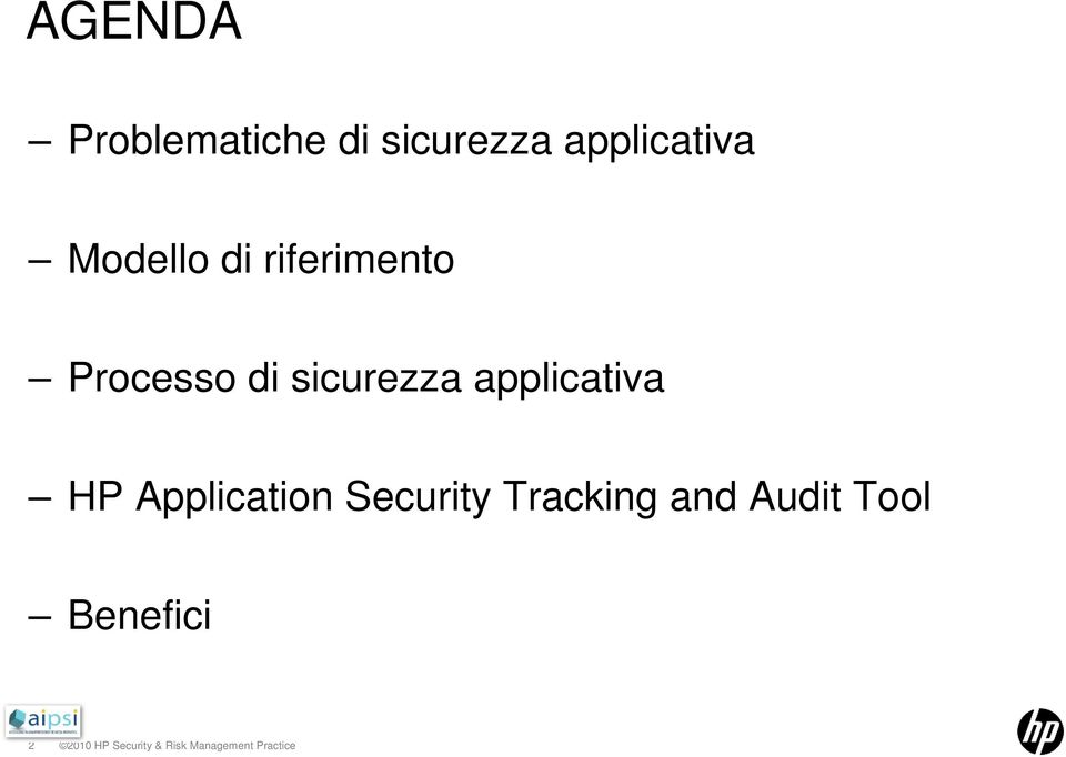 Processo di sicurezza applicativa HP