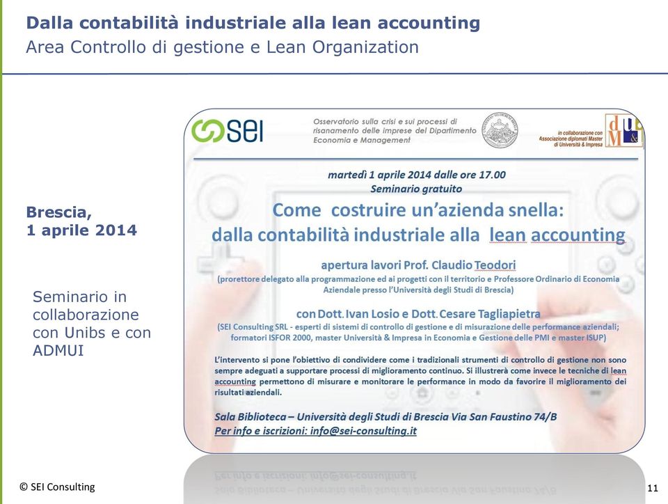 Lean Organization Brescia, 1 aprile 2014