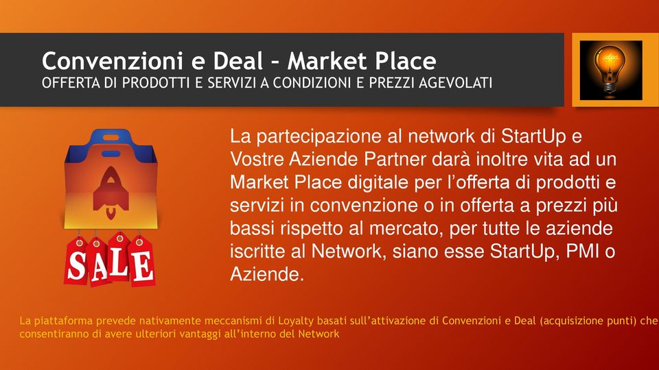 rispetto al mercato, per tutte le aziende iscritte al Network, siano esse StartUp, PMI o Aziende.