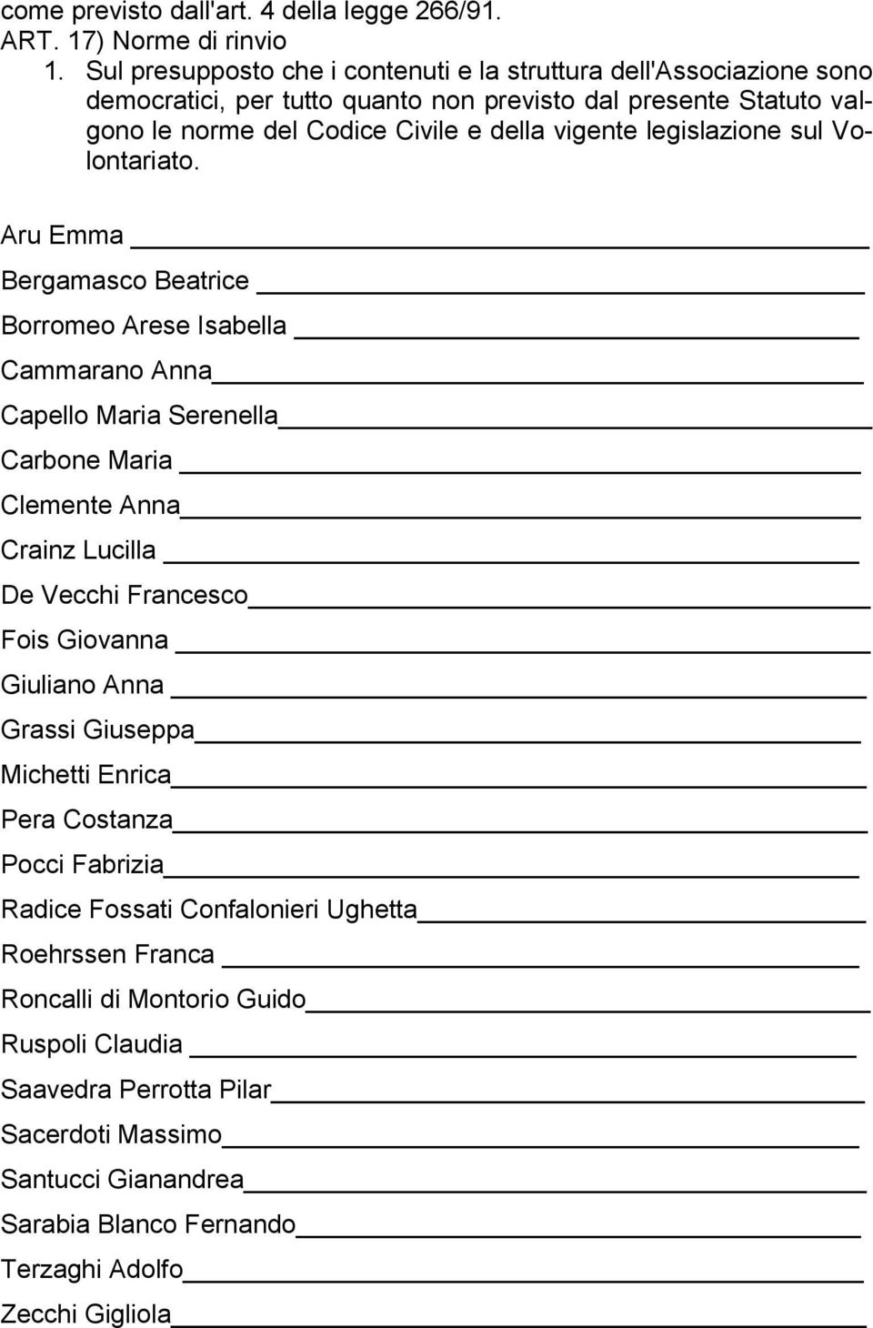 legislazione sul Volontariato.