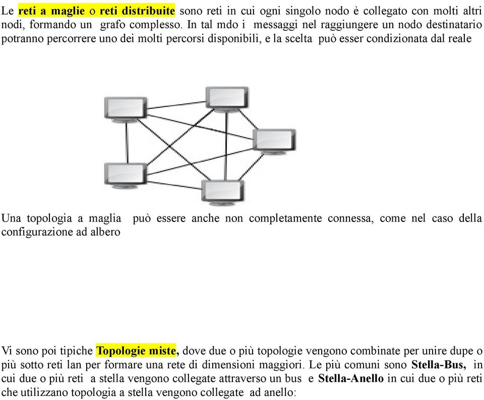 configurazione ad albero può essere anche non completamente connessa, come nel caso della Vi sono poi tipiche Topologie miste, dove due o più topologie vengono combinate per unire dupe o più