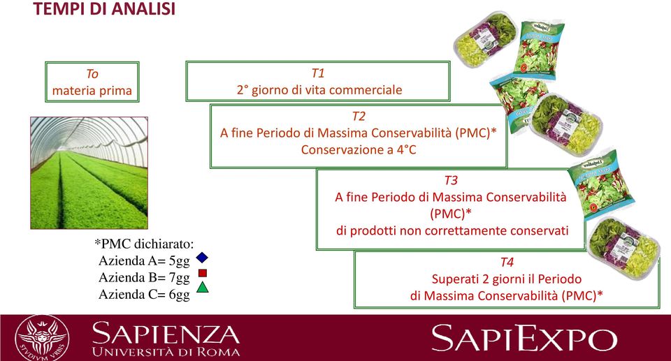 Azienda B= 7gg Azienda C= 6gg T3 A fine Periodo di Massima Conservabilità (PMC)* di