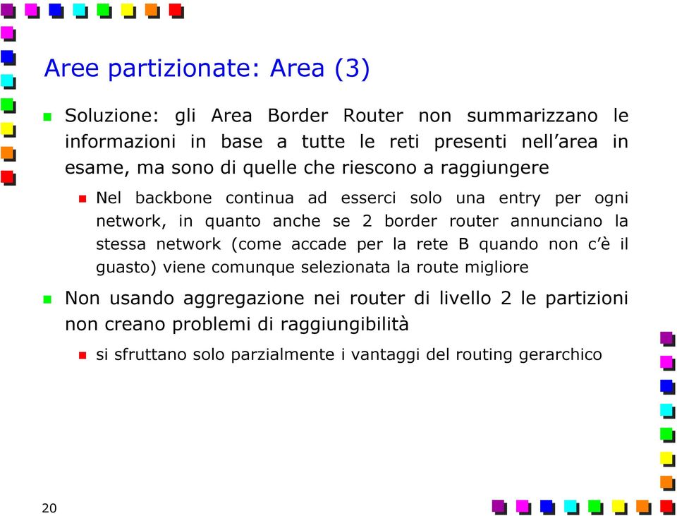 annunciano la stessa network (come accade per la rete B quando non c è il guasto) viene comunque selezionata la route migliore Non usando