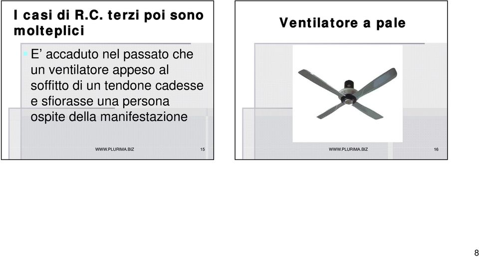 ventilatore appeso al soffitto di un tendone cadesse e