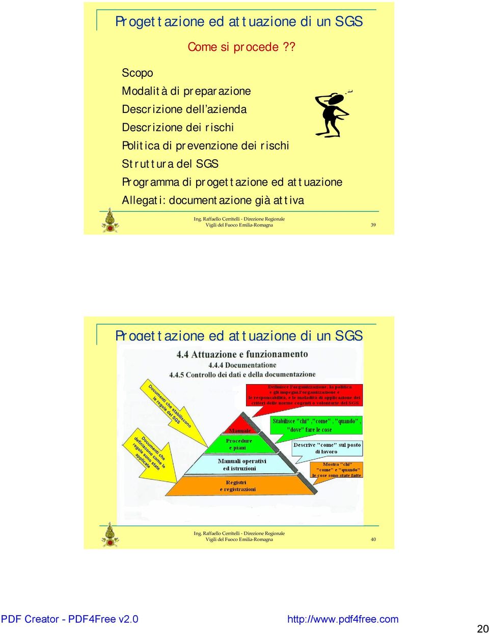 dei rischi Struttura del SGS Programma di progettazione ed attuazione Allegati: documentazione già