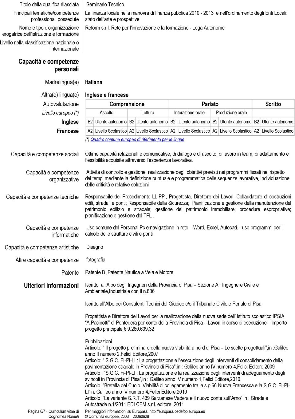 Utente autonomo B2 Utente autonomo B2 Utente autonomo B2 Utente autonomo B2 Utente autonomo A2 Livello Scolastico A2 Livello Scolastico A2 Livello Scolastico A2 Livello Scolastico A2 Livello