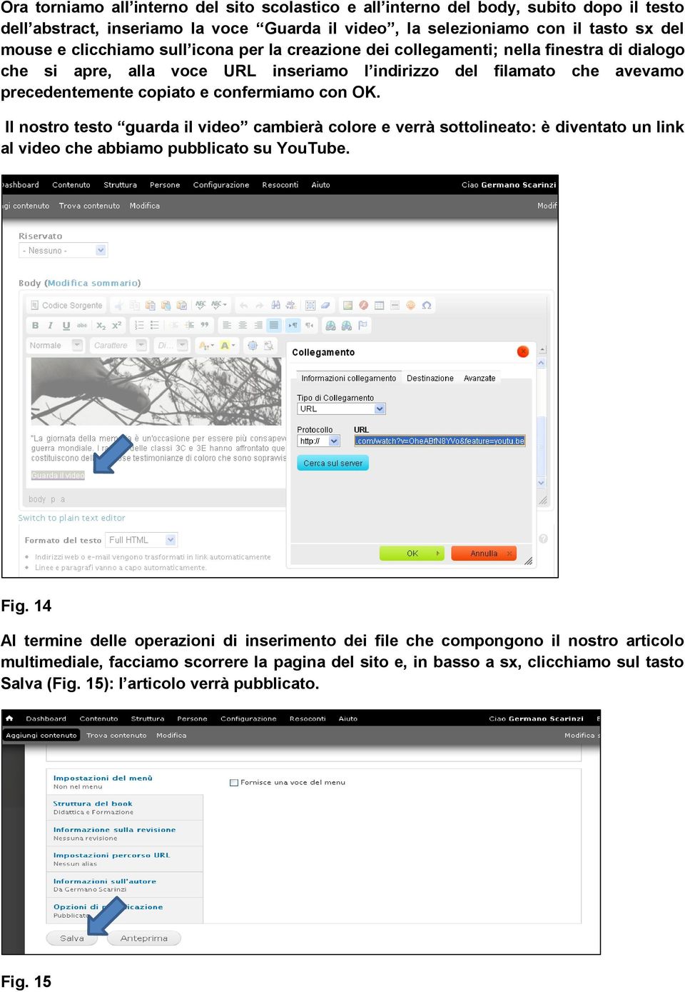 confermiamo con OK. Il nostro testo guarda il video cambierà colore e verrà sottolineato: è diventato un link al video che abbiamo pubblicato su YouTube. Fig.
