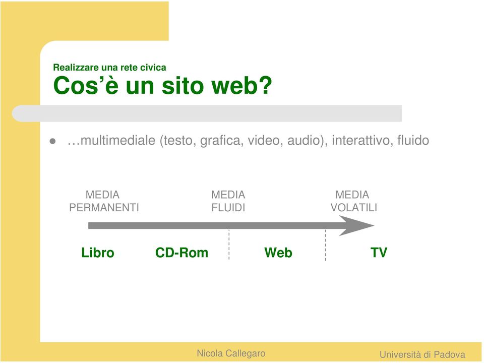 audio), interattivo, fluido MEDIA