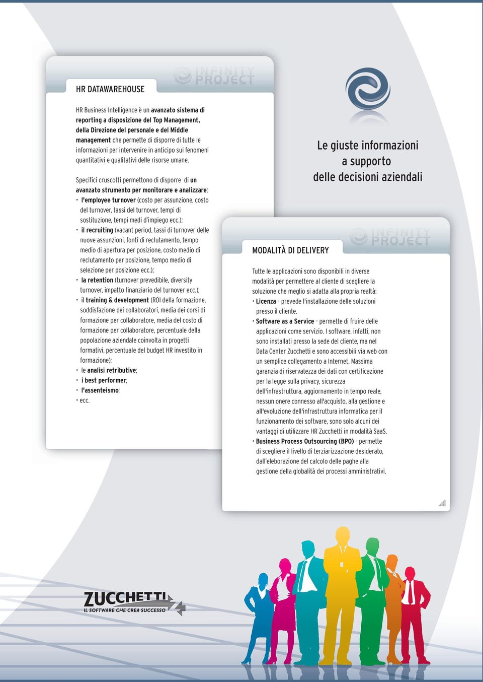 Specifici cruscotti permettono di disporre di un avanzato strumento per monitorare e analizzare: l'employee turnover (costo per assunzione, costo del turnover, tassi del turnover, tempi di