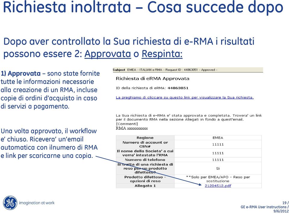 creazione di un RMA, incluse copie di ordini d acquisto in caso di servizi a pagamento.